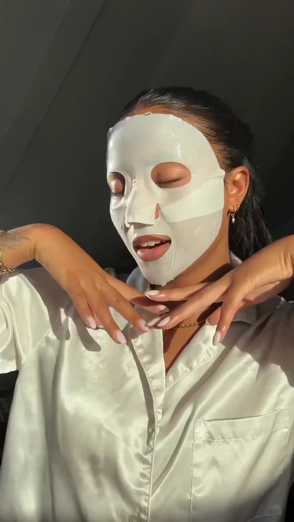 Customer using collagen face mask