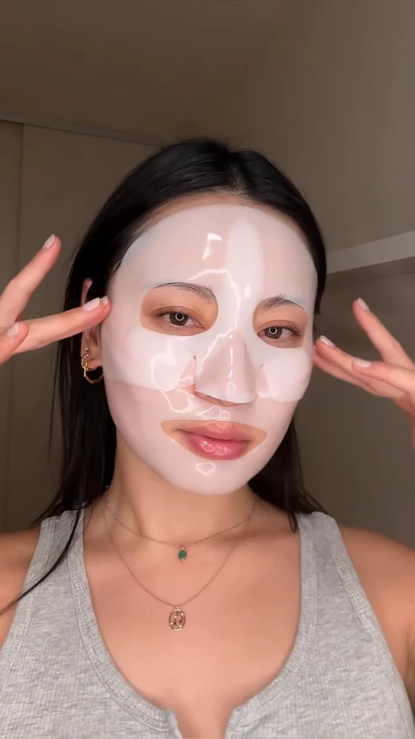 Customer using collagen face mask