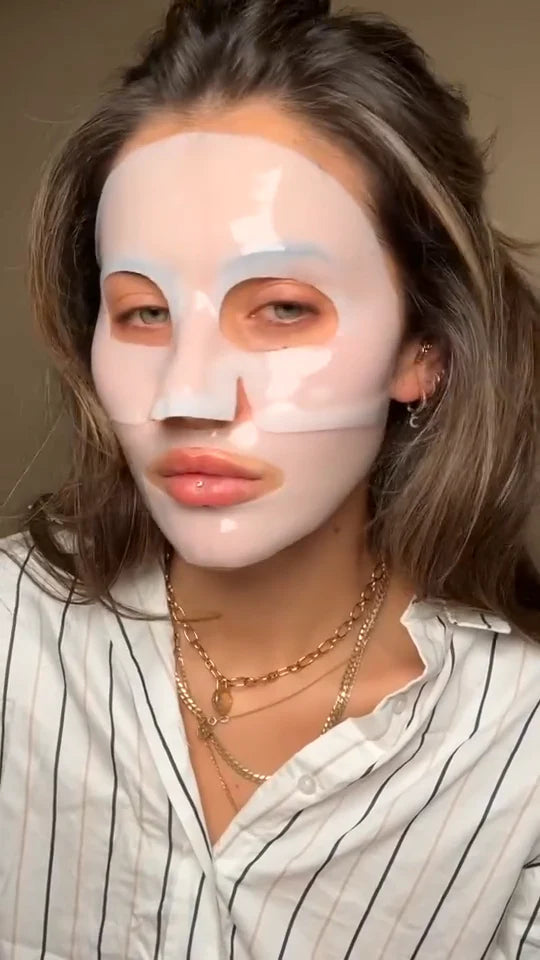 Customer using collagen face mask